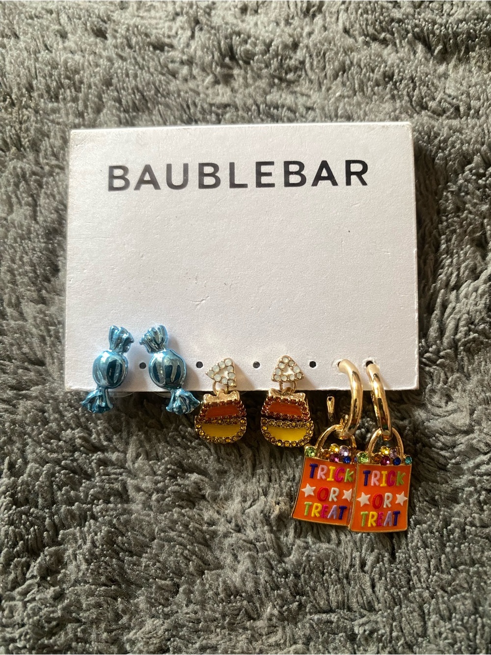 BaubleBar Candy & Trick or Treat Earring Set - Blue, Orange, Yellow, Gold